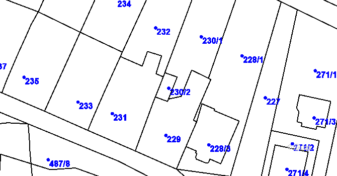 Parcela st. 230/2 v KÚ Lažánky u Blanska, Katastrální mapa