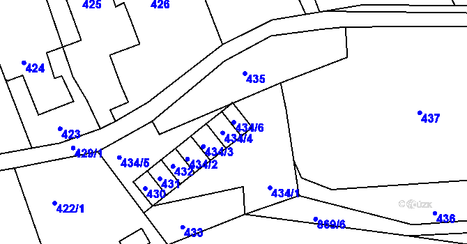 Parcela st. 434/6 v KÚ Lažánky u Blanska, Katastrální mapa
