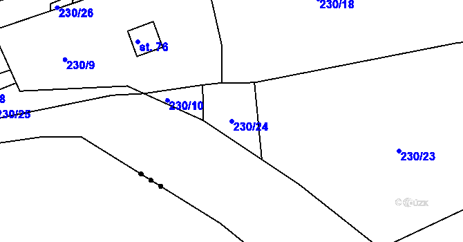 Parcela st. 230/24 v KÚ Holasice u Veverské Bítýšky, Katastrální mapa
