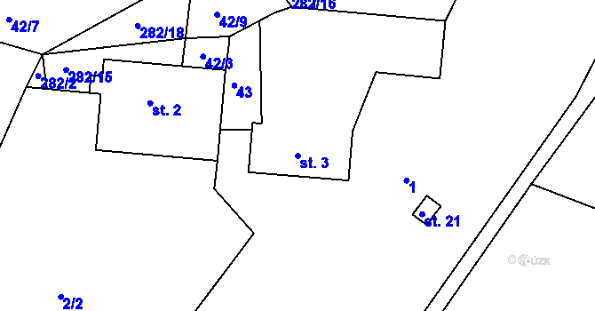 Parcela st. 3 v KÚ Holasice u Veverské Bítýšky, Katastrální mapa