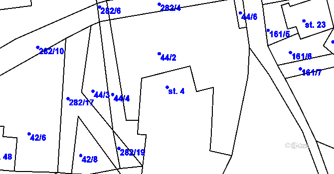 Parcela st. 4 v KÚ Holasice u Veverské Bítýšky, Katastrální mapa
