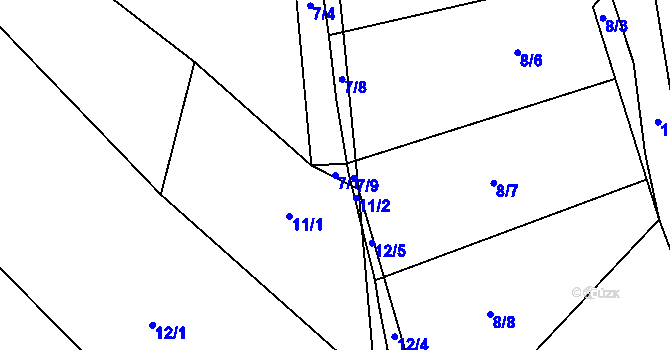Parcela st. 7/1 v KÚ Lažánky u Veverské Bítýšky, Katastrální mapa