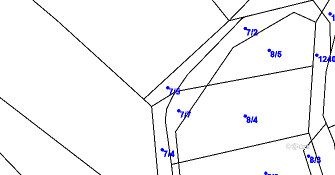 Parcela st. 7/5 v KÚ Lažánky u Veverské Bítýšky, Katastrální mapa