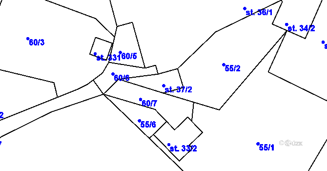 Parcela st. 37/2 v KÚ Lažánky u Veverské Bítýšky, Katastrální mapa