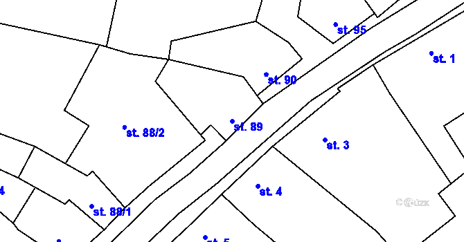 Parcela st. 89 v KÚ Lažánky u Veverské Bítýšky, Katastrální mapa