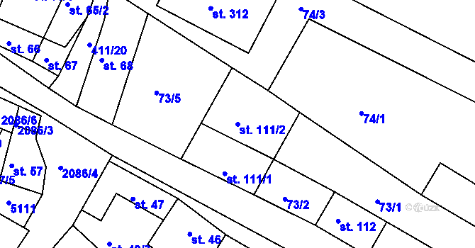 Parcela st. 111/2 v KÚ Lažánky u Veverské Bítýšky, Katastrální mapa