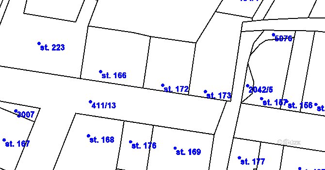 Parcela st. 172 v KÚ Lažánky u Veverské Bítýšky, Katastrální mapa