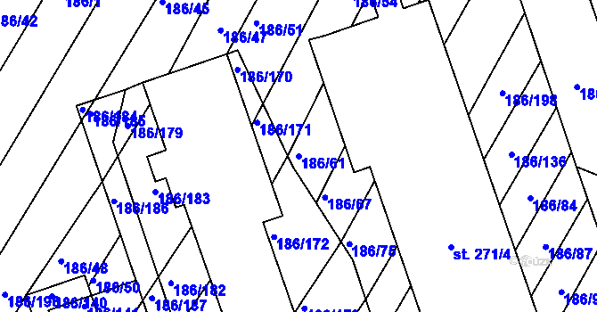 Parcela st. 186/61 v KÚ Lažánky u Veverské Bítýšky, Katastrální mapa