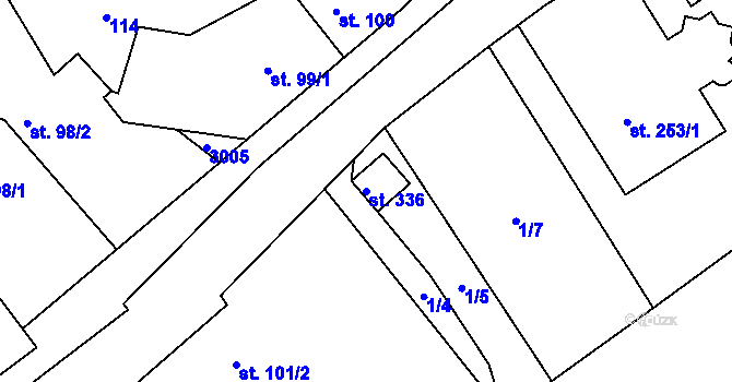 Parcela st. 336 v KÚ Lažánky u Veverské Bítýšky, Katastrální mapa