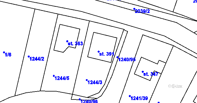 Parcela st. 391 v KÚ Lažánky u Veverské Bítýšky, Katastrální mapa
