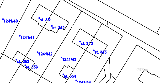 Parcela st. 343 v KÚ Lažánky u Veverské Bítýšky, Katastrální mapa