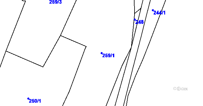 Parcela st. 259/1 v KÚ Lažany u Skutče, Katastrální mapa