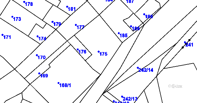 Parcela st. 175 v KÚ Lažany, Katastrální mapa