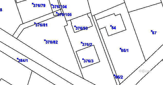Parcela st. 376/2 v KÚ Lažany, Katastrální mapa