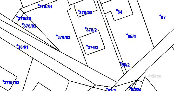Parcela st. 376/3 v KÚ Lažany, Katastrální mapa