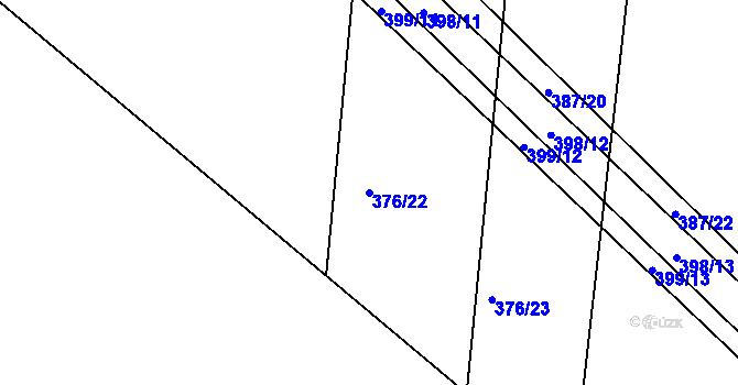 Parcela st. 376/22 v KÚ Lažany, Katastrální mapa