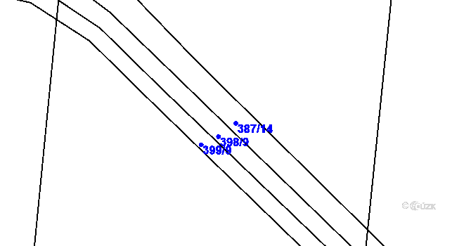 Parcela st. 387/14 v KÚ Lažany, Katastrální mapa