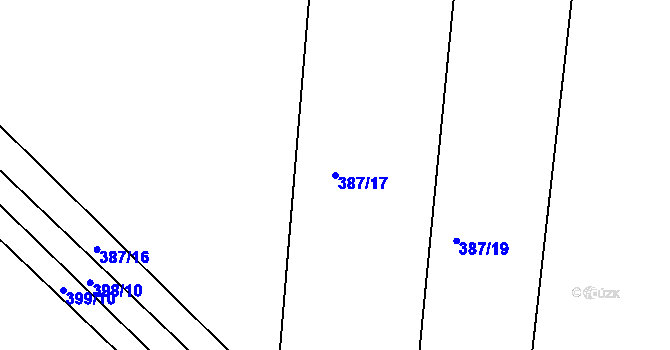 Parcela st. 387/17 v KÚ Lažany, Katastrální mapa