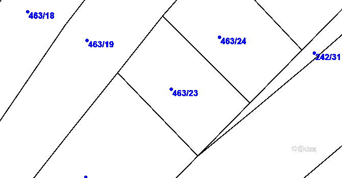 Parcela st. 463/23 v KÚ Lažany, Katastrální mapa