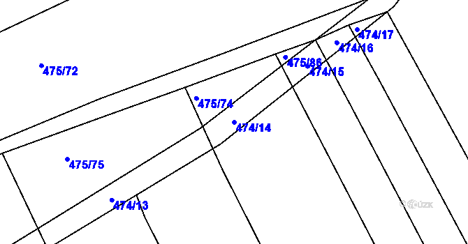 Parcela st. 474/14 v KÚ Lažany, Katastrální mapa