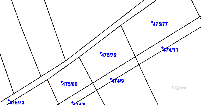 Parcela st. 475/79 v KÚ Lažany, Katastrální mapa