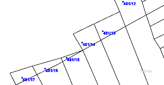 Parcela st. 481/14 v KÚ Lažany, Katastrální mapa
