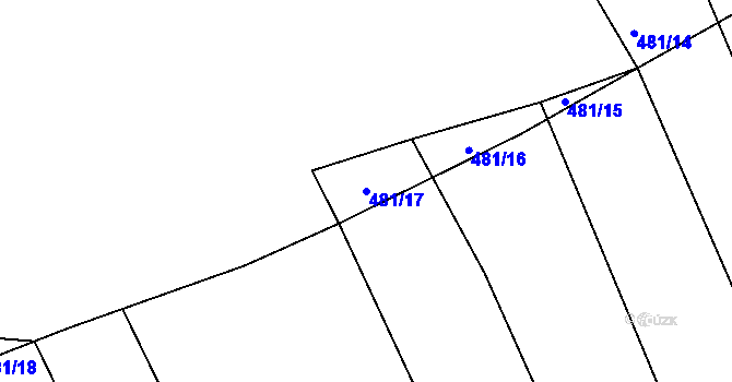 Parcela st. 481/17 v KÚ Lažany, Katastrální mapa