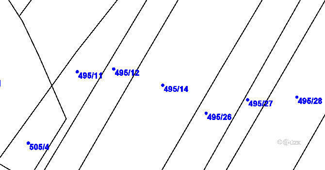 Parcela st. 495/14 v KÚ Lažany, Katastrální mapa