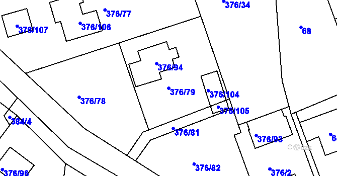 Parcela st. 376/79 v KÚ Lažany, Katastrální mapa