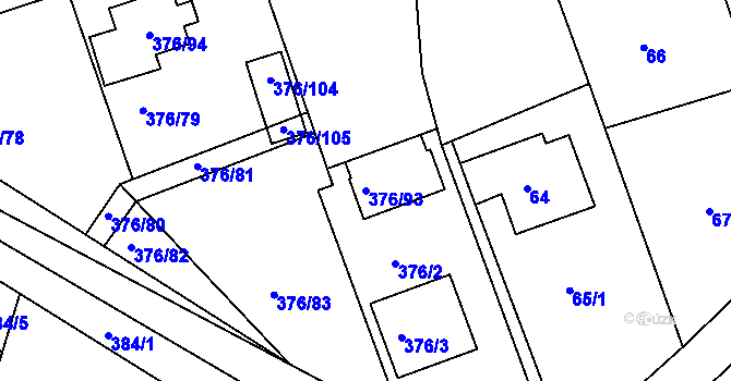 Parcela st. 376/93 v KÚ Lažany, Katastrální mapa