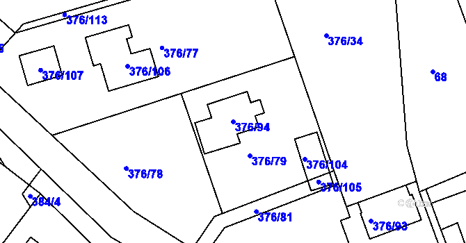 Parcela st. 376/94 v KÚ Lažany, Katastrální mapa