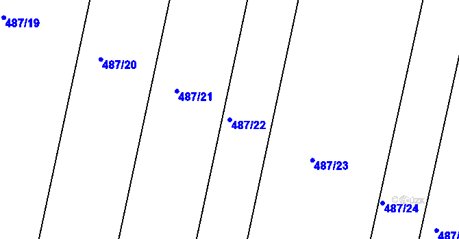 Parcela st. 487/22 v KÚ Lažany, Katastrální mapa