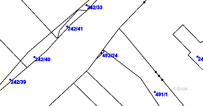 Parcela st. 492/24 v KÚ Lažany, Katastrální mapa