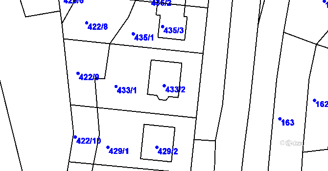 Parcela st. 433/2 v KÚ Lažany, Katastrální mapa