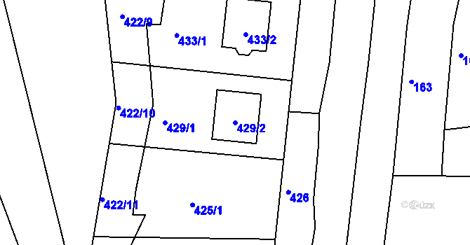 Parcela st. 429/2 v KÚ Lažany, Katastrální mapa