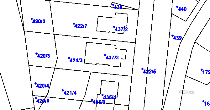 Parcela st. 437/3 v KÚ Lažany, Katastrální mapa