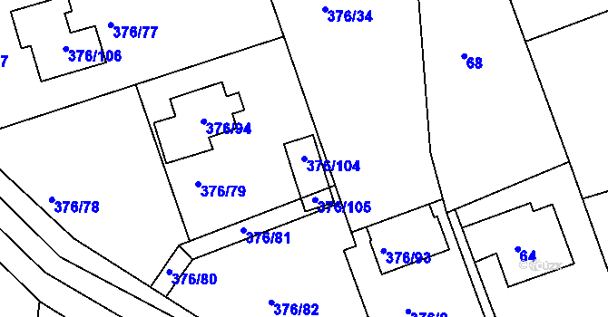 Parcela st. 376/104 v KÚ Lažany, Katastrální mapa