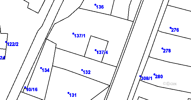 Parcela st. 137/4 v KÚ Lažany, Katastrální mapa