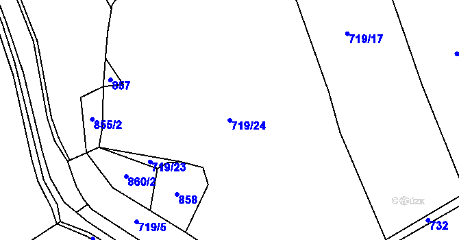 Parcela st. 719/24 v KÚ Dvory u Lažišť, Katastrální mapa