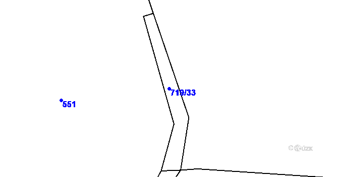 Parcela st. 719/33 v KÚ Dvory u Lažišť, Katastrální mapa