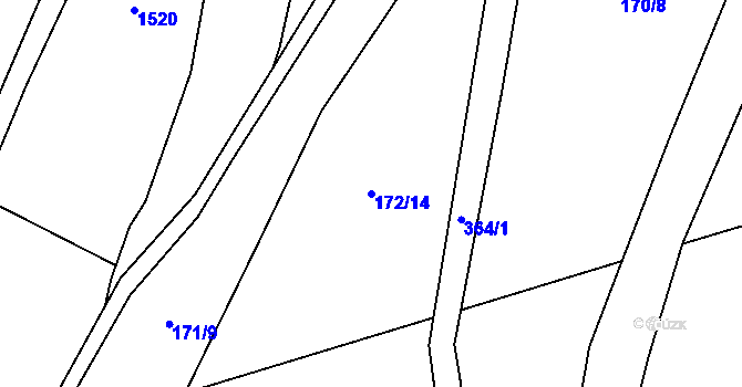 Parcela st. 172/14 v KÚ Chlístov u Lažišť, Katastrální mapa