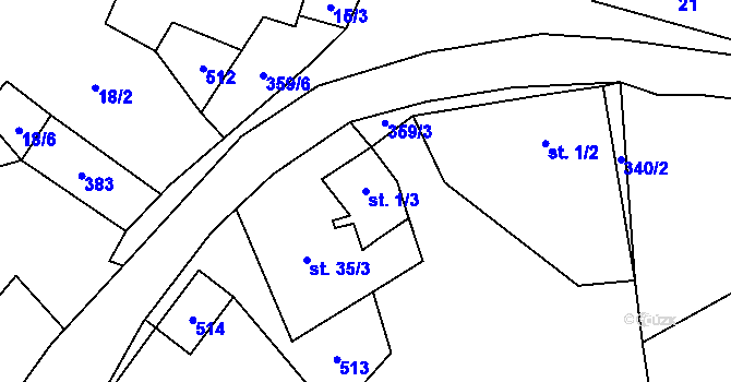 Parcela st. 1/3 v KÚ Chlístov u Lažišť, Katastrální mapa