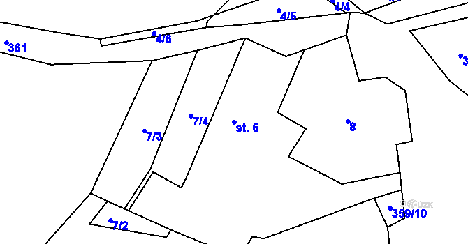 Parcela st. 6 v KÚ Chlístov u Lažišť, Katastrální mapa
