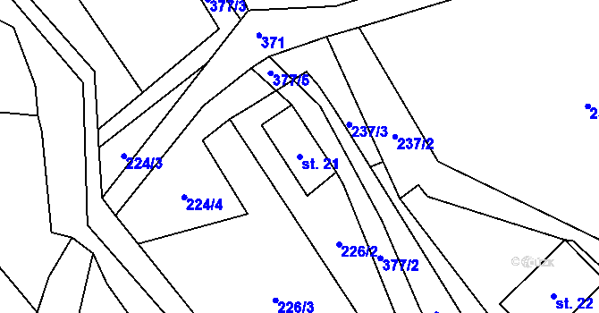Parcela st. 21 v KÚ Chlístov u Lažišť, Katastrální mapa
