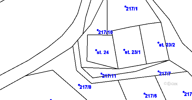 Parcela st. 24 v KÚ Chlístov u Lažišť, Katastrální mapa