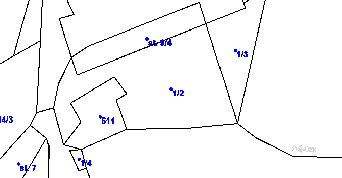 Parcela st. 1/2 v KÚ Chlístov u Lažišť, Katastrální mapa