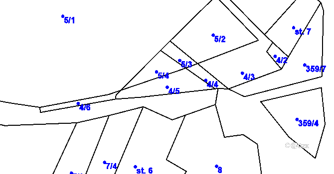 Parcela st. 4/5 v KÚ Chlístov u Lažišť, Katastrální mapa