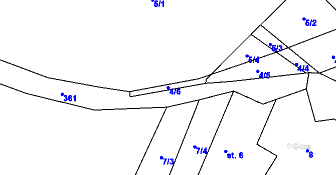Parcela st. 4/6 v KÚ Chlístov u Lažišť, Katastrální mapa