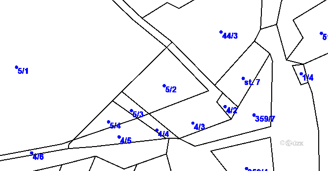 Parcela st. 5/2 v KÚ Chlístov u Lažišť, Katastrální mapa