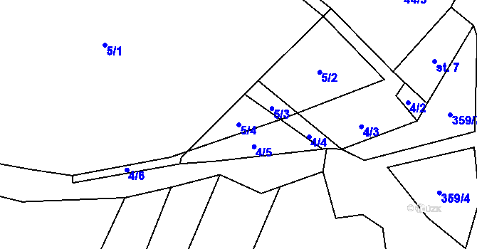 Parcela st. 5/4 v KÚ Chlístov u Lažišť, Katastrální mapa